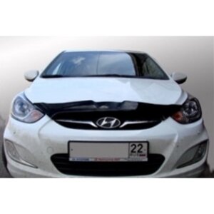 Дефлектор капота темный HYUNDAI SOLARIS 2010-2014 (короткий), NLD. SHYSOL1012S