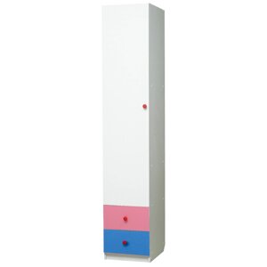 Шкаф с ящиками "Радуга", 400 490 2100 мм, цвет белый/ярко-розовый/синий