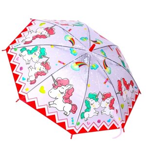 Зонт детский "Единороги", со свистком, цвет розовый