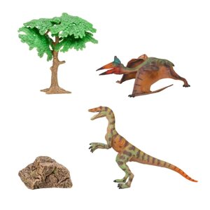Набор фигурок "Мир динозавров": велоцираптор, птеродактиль 4 предметов