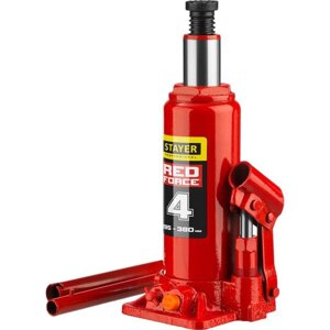 Домкрат бутылочный гидравлический STAYER RED FORCE 43160-4_z01, 194-372 мм, 4 т