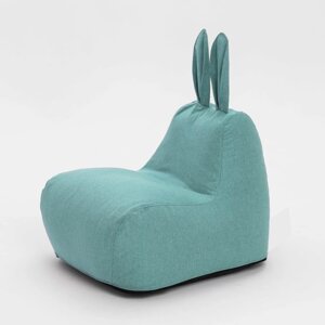 Кресло-мешок "Зайчик", размер 80x90 см рогожка, цвет голубой