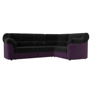 Угловой диван "Карнелла", механизм дельфин, велюр, цвет чёрный / фиолетовый