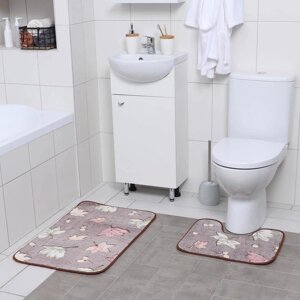 Набор ковриков для ванны и туалета Доляна "Осенние листья", 2 шт: 4050, 5080 см