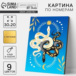 Картина по номерам с подрамником и поталью "День и ночь", 20*30 см