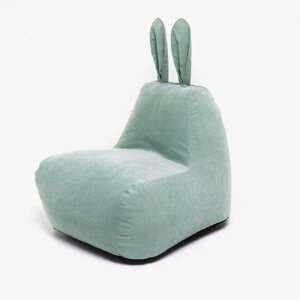 Кресло-мешок "Зайчик", размер 80x90 см велюр, цвет мятный