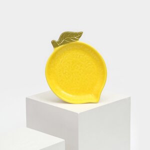 Тарелка керамическая "Лимон", желтая, 20 см, 1 сорт, Иран