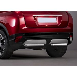 Защита заднего бампера d57 Rival для Mitsubishi Eclipse Cross 2017-н. в., нерж. сталь, 2 части, R. 4014.008