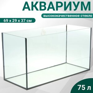 Аквариум прямоугольный без крышки, 75 литров, 69 x 29 x 37 см