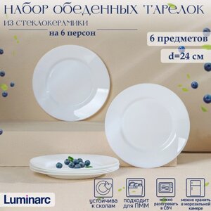 Набор обеденных тарелок EVERYDAY, d=24 см, стеклокерамика, 6 шт