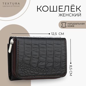 Кошелёк женский на молнии, TEXTURA, цвет коричневый