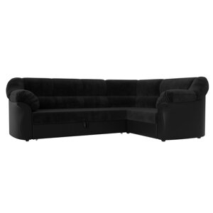 Угловой диван "Карнелла", механизм дельфин, велюр, цвет чёрный / чёрный