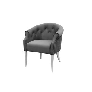 Кресло "Милан", ткань велюр, молдинг никель, опоры белые, цвет грей