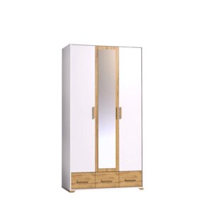 Шкаф для одежды и белья "Айрис 444", 1194 596 2285 мм, цвет белый / дуб золотистый