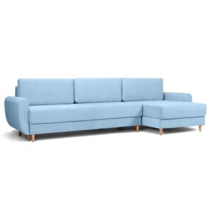 Угловой диван "Неаполь", механизм еврокнижка, велюр, цвет синий
