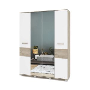 Шкаф 4-х створчатый с зеркалом Виора В41 1600х520х2100 Серый дуб/белый
