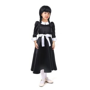 Карнавальное черное платье с белым воротником, атлас,п/э,р-р42,р158
