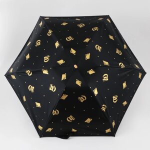 Зонт механический, 6 спиц, тиснение золотом, цвет бежевый