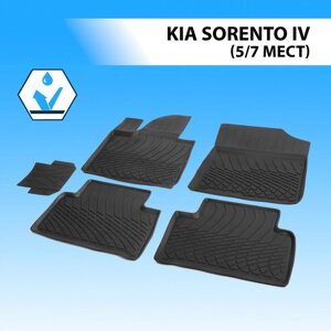 Коврики в салон автомобиля литьевые Rival, Kia Sorento IV (5/7 мест) 2020-н. в., литьевой полиуретан, без крепежа, 5