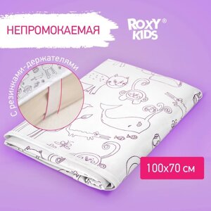 Клеёнка-наматрасник с резинками-держателями. Серия ZOO, цвет белый с принтом