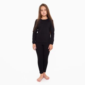 Комплект термобелья ( джемпер, брюки) для девочки, цвет чёрный, рост 128 см