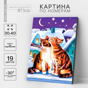 Картина по номерам на холсте с подрамником "Коты" 30х40 см