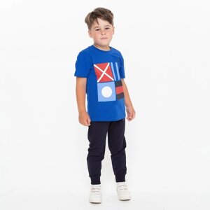 Комплект для мальчика Tommy Hilfiger (футболка, брюки), цвет синий/т. синий, рост 104-110 см