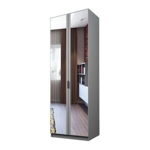 Шкаф 2-х дверный "Экон", 8005202300 мм, зеркало, полки, цвет серый шагрень