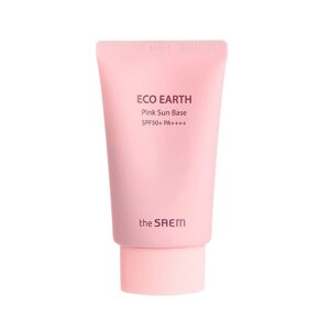 Крем-база для лица солнцезащитная с каламиновой пудрой Eco Earth Pink Sun Base SPF 50+