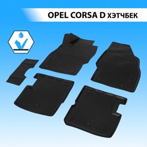 Коврики салона Rival для Opel Corsa D рестайлинг хэтчбек 3/5-дв. 2006-2014, полиуретан, с крепежом, с перемычкой, 5