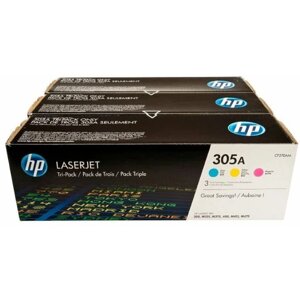 Тонер Картридж HP №305A CF370AM голубой/желтый/пурпурный x3уп. для HP CLJ M451