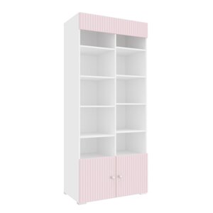 Шкаф "Алиса", комбинированный с 2-мя дверьми и карнизом, 8814652020 мм, белый / розовый