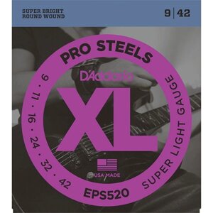 Струны для электрогитары D`Addario EPS520 XL PRO STEEL Super Light 9-42