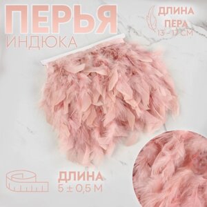 Тесьма с перьями 13-17см*50,5м индейка пудровый №58 АУ