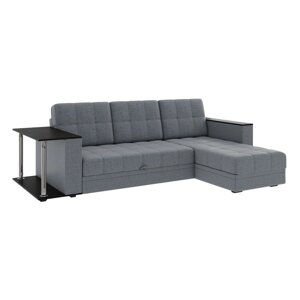 Угловой диван "Атлант" со столиком ЛДСП, рогожка серый