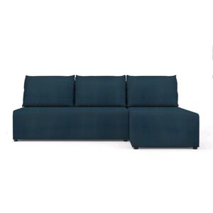 Угловой диван "Алиса", еврокнижка, бельевой ящик, ткань рогожка, цвет bahama denim