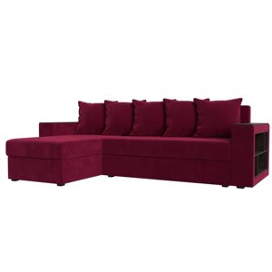 Угловой диван "Дубай лайт", еврокнижка, угол левый, микровельвет, цвет бордовый