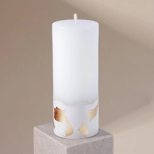 Свеча интерьерная белая с бетоном (поталь), 15 х 6 см