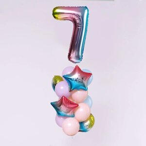 Букет из шаров "День рождение - нежность. 7 лет", фольга, латекс, набор 7 шт