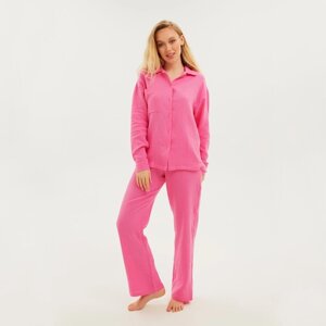 Пижама женская (рубашка и брюки) KAFTAN "Basic" размер 52-54, цвет розовый