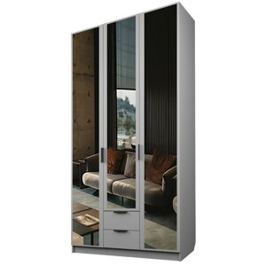 Шкаф 3-х дверный "Экон", 12005202300 мм, 2 ящика, 3 зеркала, цвет серый шагрень