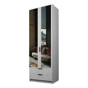 Шкаф 2-х дверный "Экон", 8005202300 мм, 2 ящика, зеркало, штанга и полки, цвет ясень анкор светлый
