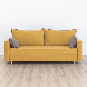 Прямой диван "Венеция", механизм еврокнижка, велюр, цвет горчичный