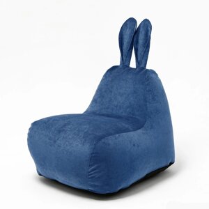 Кресло-мешок "Зайчик", размер 80x90 см велюр, цвет синий