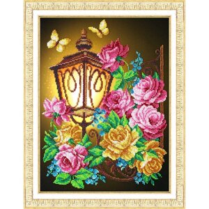 Набор для вышивания бисером "Фонарик и розы"