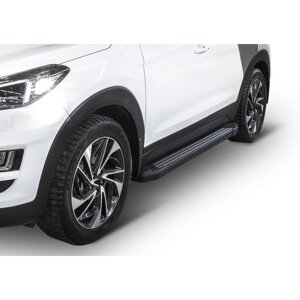 Пороги на автомобиль "Black" Rival для Hyundai Tucson III 2015-2018 2018-н. в., Kia Sportage IV 2016-2018