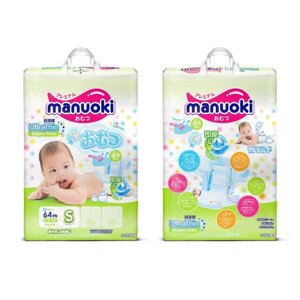 Подгузники Manuoki Ultrathin S (3-6 кг), 64 шт