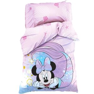 Детское постельное бельё 1,5 сп "Minnie Mermaid", Минни Маус, 143*215 см, 150*214 см, 50*70 см -1 шт, поплин