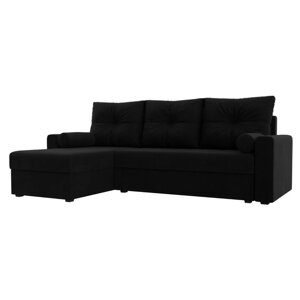 Угловой диван "Верона Лайт", еврокнижка, левый угол, микровельвет, цвет чёрный