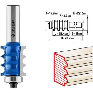 Фреза кромочная ЗУБР 28712-22.2, фигурная, R = 3 мм, 22.2 x 26 мм
